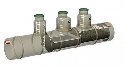 Горизонтальный нефтеуловитель c пескоуловителем и фильтром Eco Wasser-1,5 (Расход 1,5 л/с)
